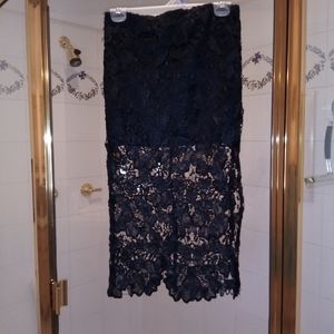 Black lace mini skirt with see through lace bottom